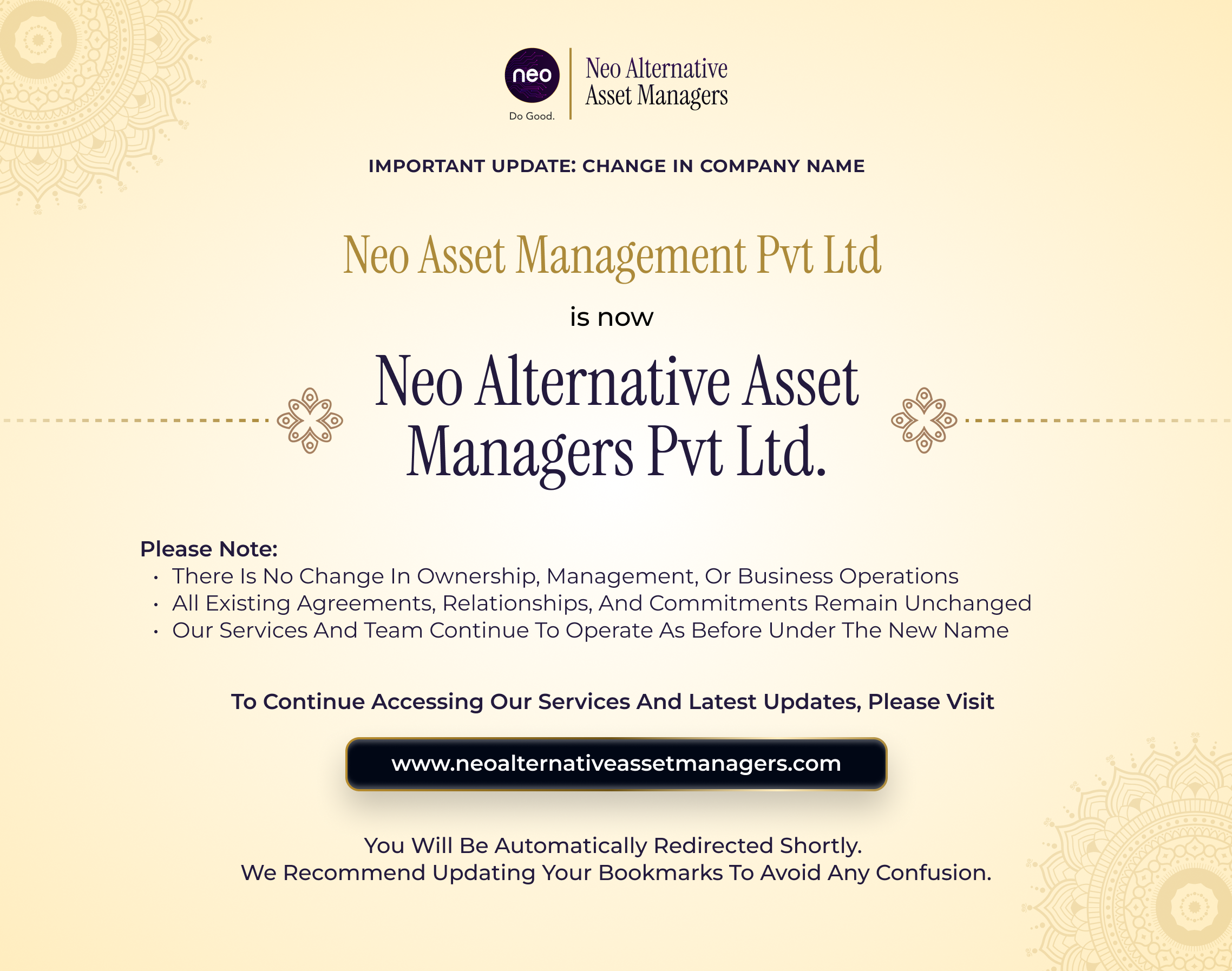 We are now Neo Alternative Asset Managers
